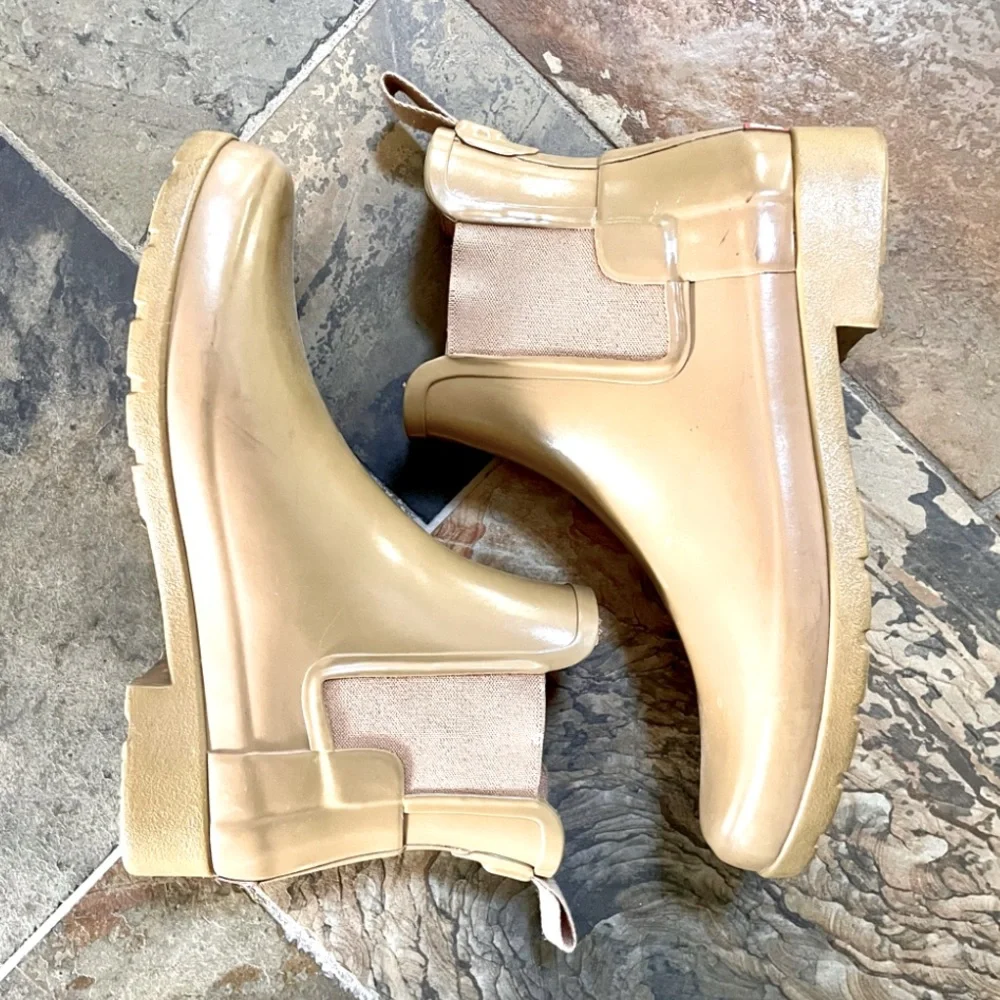 Hunter•Chelsea”Refined”Rubber Rain Boots•US 7•Retired Khaki•Slip-On•Gently Loved - Picture 10 of 14